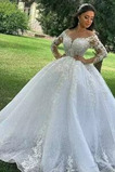 Robe de mariée Tulle Appliques Pomme Manche Aérienne Longue Eglise