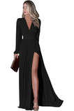 Robe de Soirée Thigh-High Slit Manquant A-ligne Longue Chaussez Mousseline de soie