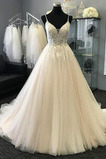 Robe de mariée Sans Manches Col en V Foncé Appliques Salle Luxueux