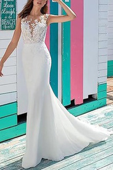 Robe de mariée Sirène Epurée Médium Chiffon Plage Appliques