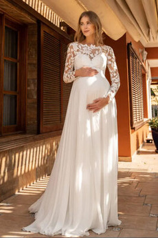 Robe de mariée Manche Longue De plein air Gazer Grossesse Automne