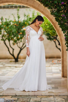 Robe de mariée Empire De plein air Chiffon Au Drapée taille haut Elégant