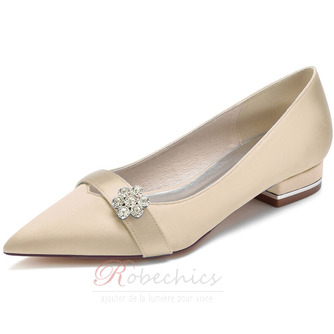 Chaussures de mariage à talon épais à bouche peu profonde, talons hauts en satin simples 3CM - Page 3