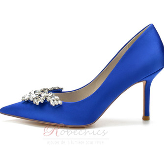 Pointu carré boucle strass talons aiguilles mariage talons hauts chaussures de banquet - Page 4