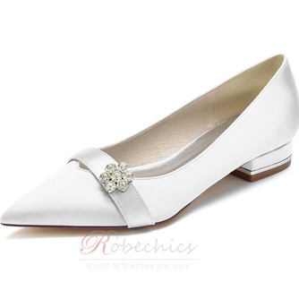 Chaussures de mariage à talon épais à bouche peu profonde, talons hauts en satin simples 3CM - Page 2