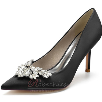 Pointu carré boucle strass talons aiguilles mariage talons hauts chaussures de banquet - Page 8