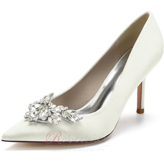 Pointu carré boucle strass talons aiguilles mariage talons hauts chaussures de banquet - Page 1