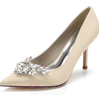 Pointu carré boucle strass talons aiguilles mariage talons hauts chaussures de banquet - Page 13