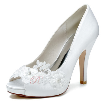 Chaussures de bouche de poisson en strass en satin, talons hauts de mariage - Page 8