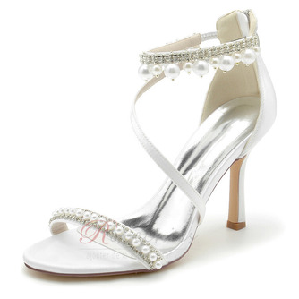 Chaussures de mariage Stiletto sandales en strass chaussures de mariée princesse chaussures de mariage en soie - Page 5