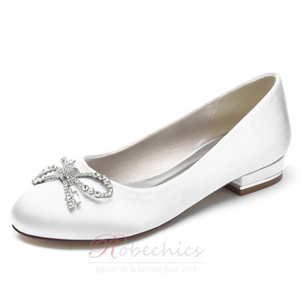 Chaussures de mariage plates boucle strass blanc chaussures de mariage en satin - Page 4