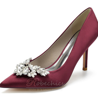 Pointu carré boucle strass talons aiguilles mariage talons hauts chaussures de banquet - Page 9