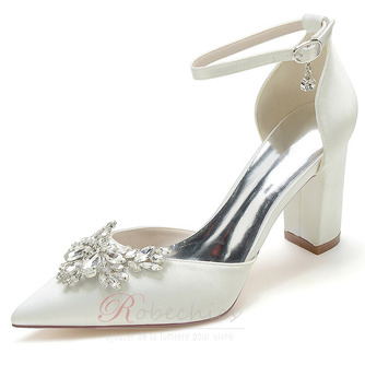 Chaussures de mariée en satin strass chaussures de mariage blanches chaussures de mariée arc - Page 11