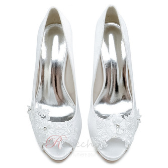 Chaussures de bouche de poisson en strass en satin, talons hauts de mariage - Page 7