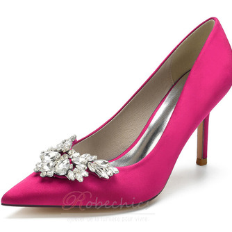 Pointu carré boucle strass talons aiguilles mariage talons hauts chaussures de banquet - Page 11