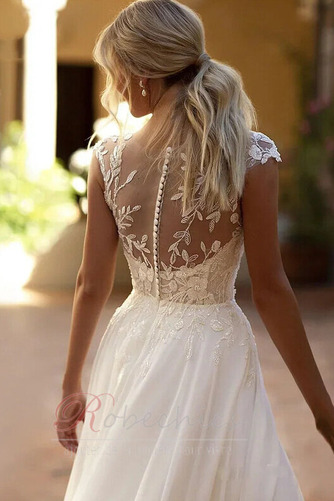 Robe de mariée Dos nu Sans Manches Naturel taille Mousseline de soie - Page 3