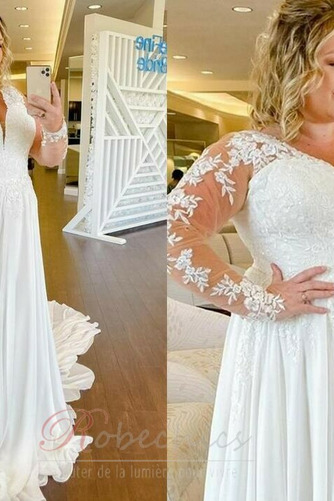 Robe de mariée Col en V Naturel taille Manche Aérienne Fermeture éclair - Page 2