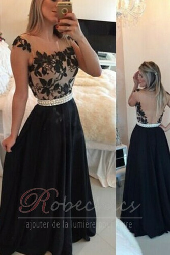 Robe de Soirée Sans Manches Haut Bas Perles Tissu Dentelle Manquant - Page 1