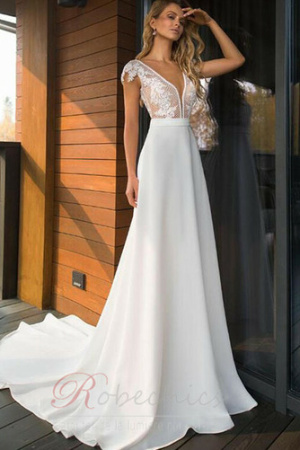 Robe de mariée Longue Manquant Col en V Epurée aligne Sans Manches - Page 3