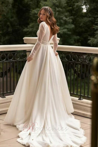 Robe de mariée Tulle Manche Longue Norme Milieu aligne Romantique - Page 2