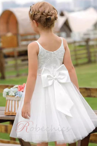 Robe Cortège Fille Tulle A-ligne Naturel taille Sans Manches Simple Nœud à Boucles - Page 3