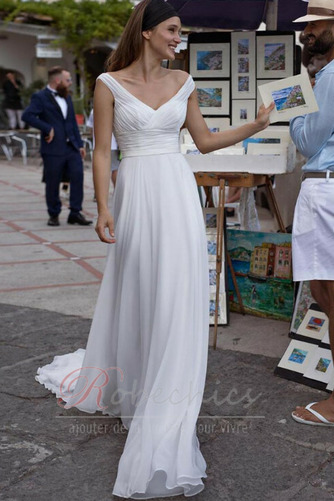 Robe de mariée Été Nœud à Boucles Sans Manches Chiffon Naturel taille - Page 1